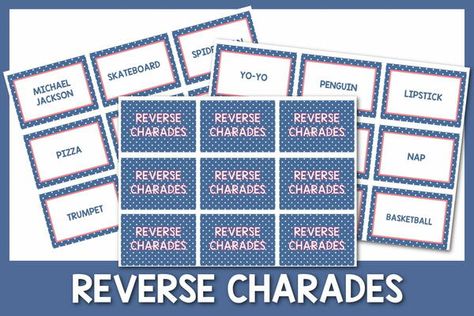 Reverse Charades Word List, Charades Word List, Reverse Charades, Bible Charades, Charades Ideas, Charades Words, Charades Cards, Reverse Card, Laughing Together