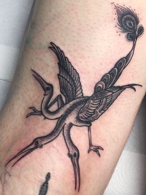 Spooky Bird Tattoo, Two Headed Bird Tattoo, Hieronymus Bosch Tattoo, Laputa Tattoo, Bosch Tattoo, Paintings Tattoo, Tattoo Monster, Scratch Tattoo, Poked Tattoo