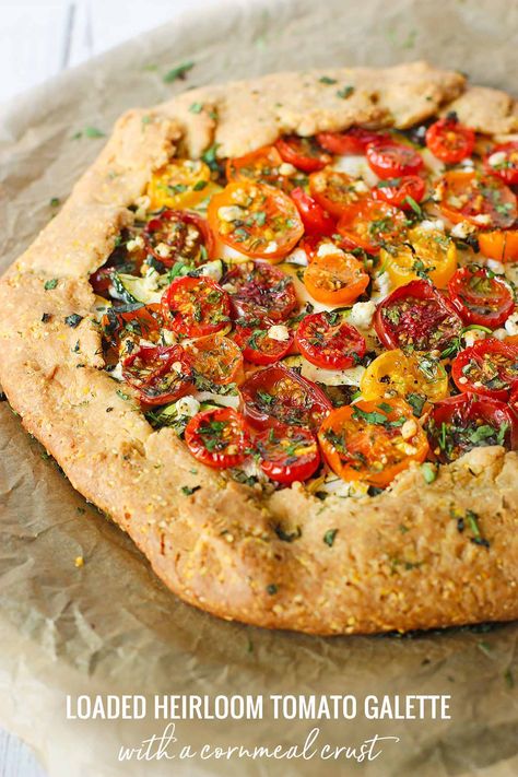 Cornmeal Crust, Tomato Galette, Leek Tart, Tomato Mozzarella Salad, Roasted Vegetable Salad, Farmers Market Recipes, Galette Recipe, Tomato Tart, Tomato Pie