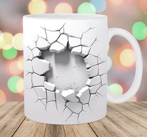 Wall Ceramic, Cracked Wall, Sublimation Graphics, Mug Template, Mug Handmade, Mug Wrap, White Coffee Mug, Beautiful Coffee, White Coffee Mugs