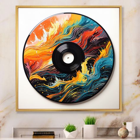 This beautiful "Vinyl Record Vinyl Vibrations" Framed Canvas Art is printed using the highest quality fade resistant ink on canvas. Every one of our Fashion Wall art is printed on premium quality cotton canvas. Vinyl Record Frame, Painted Records, Record Crafts, Record Vinyl, Vinyl Record Art, Record Art, Music Wall Art, Living Room Canvas, Fashion Wall Art