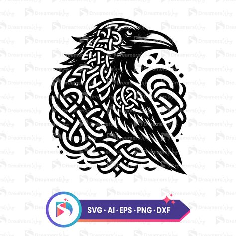 Raven Knotwork, Raven Vector, Celtic Raven, Norse Tattoo, Celtic Patterns, Crows Ravens, Celtic Tattoos, Viking Tattoos, Celtic Designs