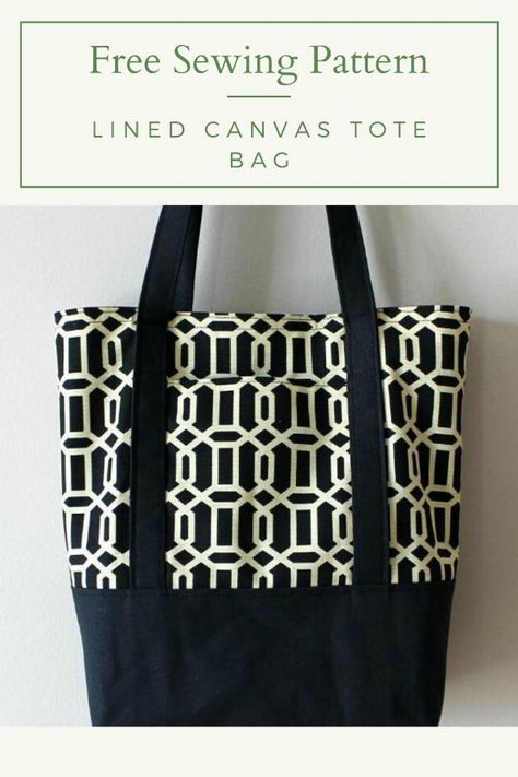 Lined Canvas Tote Bag - free pattern - Sew Modern Bags Tote Tutorial, Tote Bag Pattern Free, Sacs Tote Bags, Bag Sewing Pattern, Sac Diy, Diy Tote, Tote Bag Tutorial, Bag Pattern Free, Modern Bag