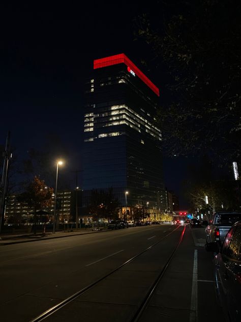 Oklahoma City At Night, Oklahoma City Aesthetic, Downtown City Aesthetic, Downtown Night, Downtown Okc, Downtown Oklahoma City, City Downtown, Night Street, Random Aesthetic