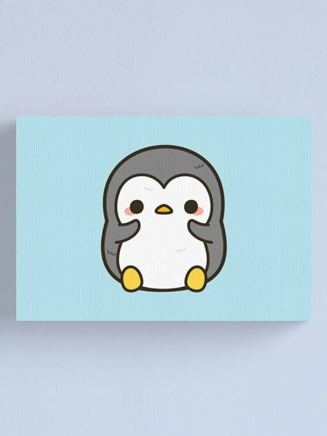 Cute Penguin Painting Easy, Penguin Painting On Canvas, Mini Canvas Art Animals, Kawaii Paintings On Canvas Easy, Penguin Painting Acrylic Easy, Cute Drawings To Paint, Cute Easy Animal Paintings, Penguin Painting Easy, Cute Animal Paintings Easy