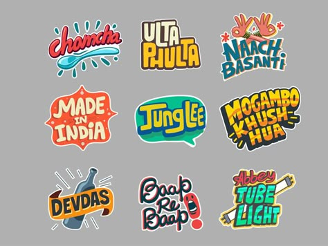 Sticker Font Design, Text Sticker Design, Typo Logo Design Ideas, Satish Gangaiah, Text Design Ideas, Typography Stickers, Stickers Text, Sticker Design Ideas, Lettering Stickers