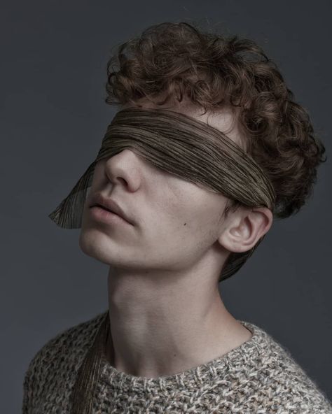 Concealment Photography Gcse, Allegorical Portrait, Twilight Cleric, Blind Fold, Covered Face, Brothers Karamazov, Black And White Photography Portraits, Book Vibes, Concept Photography