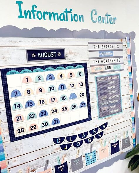 Cool Calendars, Classroom Makeover, Classroom Calendar, Elementary Classroom Decor, Magnolia Market, Classroom Bulletin Boards, Class Room, New Classroom, Information Center