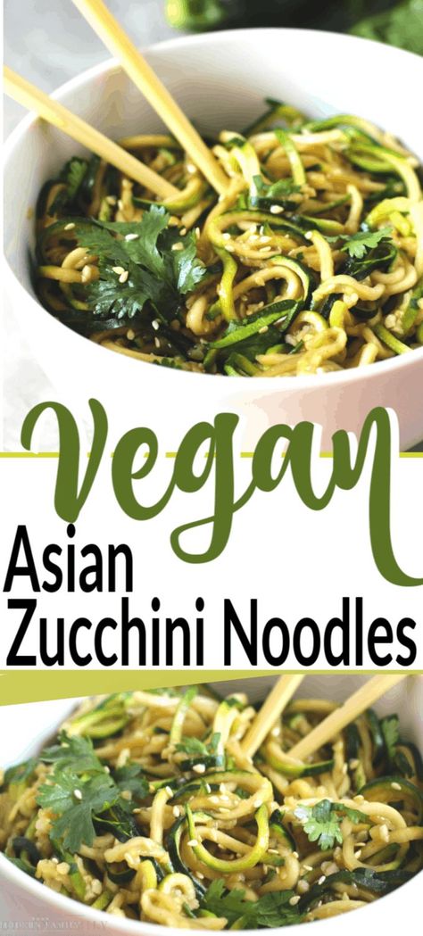 Vegan Asian Zucchini Noodles - perfect Raw Vegan or Paleo Meal! These Zoodles are great for dinner or lunch & the Asian sauce makes it so yummy! Easy plant-based diet recipe for everyone! #vegan #Rawvegan #plantbased #Foodie #Veganmeal #Zoodles Raw Vegan Asian Recipes, Raw Zoodle Recipes, Raw Vegan Zucchini Recipes, Raw Zucchini Recipes, Raw Vegan Meals, Raw Lifestyle, Raw Vegan Dinners, Zoodles Recipe, Raw Meals