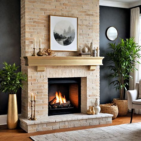 40 Painted Brick Fireplace Ideas That Make a Statement Fireplace Colors, White Painted Fireplace, Brick Fireplace Remodel, Brick Fireplace Ideas, Living Room Upstairs, Brick Fireplaces, Red Brick Fireplaces, Painted Brick Fireplace, Painted Brick Fireplaces