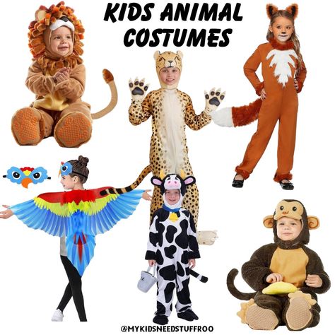 Kids animal halloween costumes or for dress up Dress Like Favorite Animal, Animals Fancy Dress For Kids, Diy Party Animal Costume, Wild Animal Costume Diy, Animal Costumes For Girls, Animal Costumes For Kids, Ecosystems Projects, Animal Halloween Costumes, Animal Dress Up