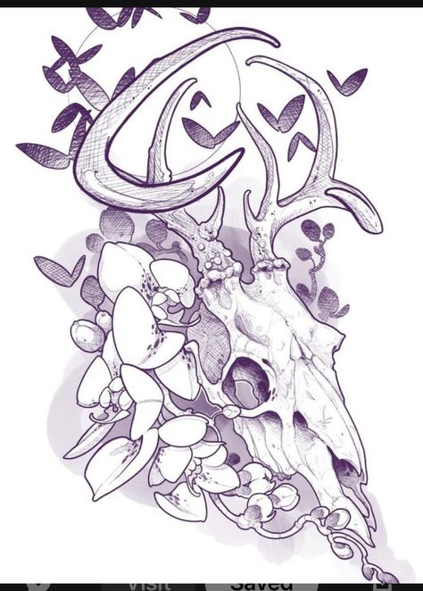 Deer Skull Drawing, Deer Skull Tattoos, Japan Tattoo Design, Animal Skull, Creepy Tattoos, Deer Skull, Deer Skulls, Skull Drawing, Mushroom Art