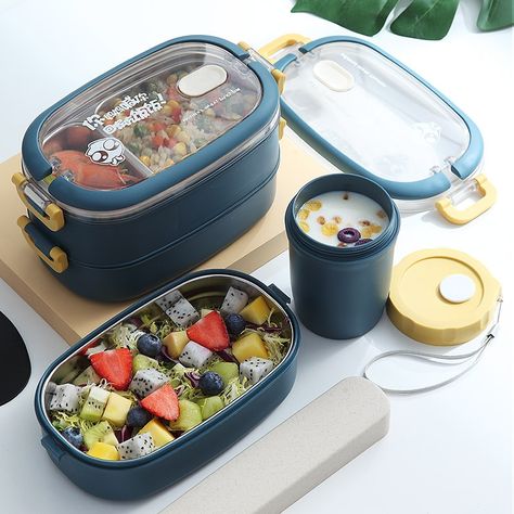 Food Container Storage, Kotak Bento, Bento Food, Cheap Lunch, Thermal Lunch Box, Steel Lunch Box, Lunch Box Set, Container Storage, Bento Recipes