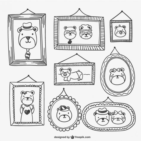 Doodle Frame, Doodle Frames, Family Photo Wall, Picture Frame Decor, Wall Drawing, Cute Cartoon Drawings, Art Prompts, Art Drawings For Kids, Design Museum