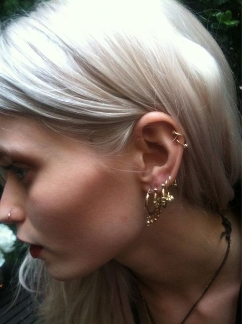 abbey lee kershaw is my idol seven piercings Blonde Hair, Piercings, Gold Earrings, A Woman, Blonde, Hair, Gold