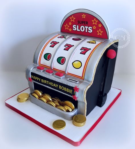 Casino Birthday Party, Casino Birthday, Vegas Slots, Arcade Game Machines, Slot Machine Cake, Cake Designs Images, Slot Machine Party, Cake Images, Casino Party