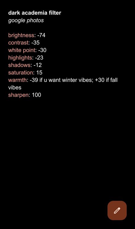 Google Photos Filters Photo Editing, Dark Academia Filter Android, Google Photos Editing Filters, Google Photos Editing, Iphone Filters Photo Editing Dark, Dark Academia Photo Edit, Photo Editing Dark, Dark Academia Filter, Editing Settings