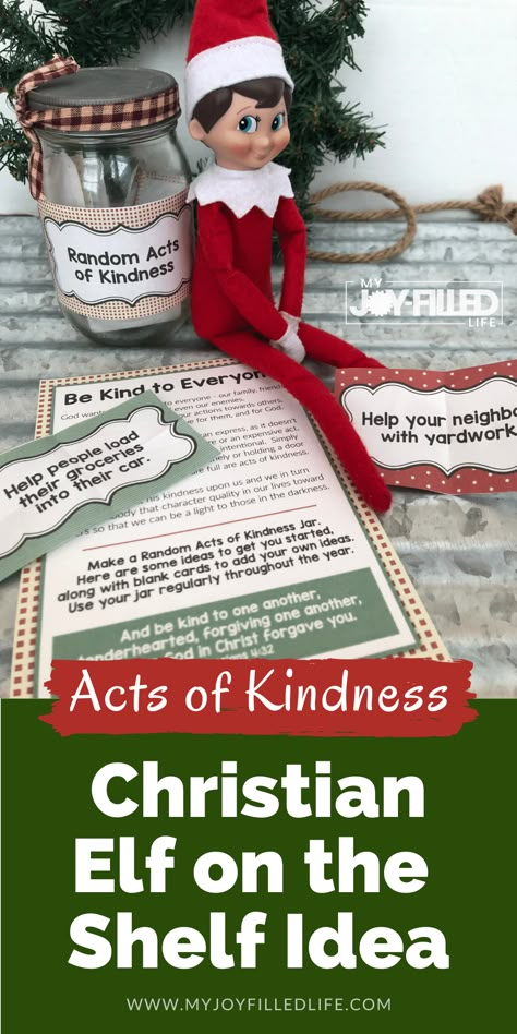 Encourage kindness in your kids this Christmas season with this Random Acts of Kindness Christian Elf on the Shelf idea. Elf On The Shelf Encouragement Notes, Elf On The Shelf Ideas Being Kind, Acts Of Kindness Elf On Shelf, Positive Elf On The Shelf Ideas Kindness Elves, Elf On The Shelf Ideas Christian Jesus, Elf On The Shelf Kindness Challenge, Elf On The Shelf Religious Ideas, Elf On The Shelf Acts Of Kindness, Elf On The Shelf Ideas Kindness