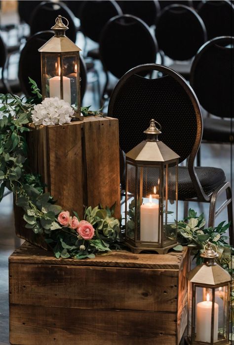 Lantern Ceremony Decor, Lanterns Wedding Ceremony, Black Lantern Centerpiece, Wedding Ceremony Entrance, Wedding Top Table Decorations, Ceremony Entrance, Wedding Top Table, Boho Wedding Centerpieces, Wedding Photo Display