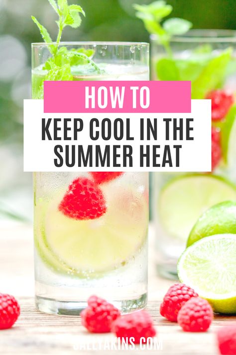 When the temperature starts to rise, you need ways to help you stay cool. From what to eat to how to get a good night's sleep, these 25 low-cost, low-tech tips will help you feel more comfortable when the summer heat gets going. Click through to find out how to keep your cool this summer! #summer #cool Cooling Foods For Summer, How To Stay Cool In The Heat, Cold Snacks, Ice Chips, Cozy Summer, Easy Hacks, Band Camp, Summer Snacks, Mint Tea