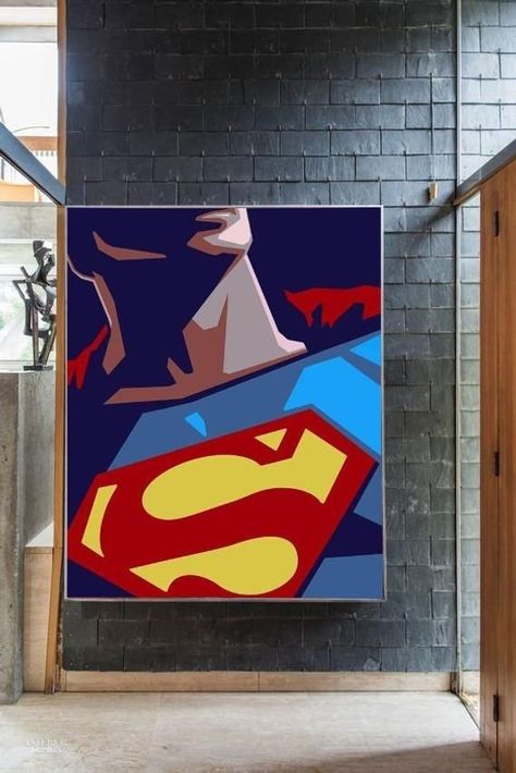 Superman Painting, Superman Wall Art, Superhero Painting, Superman Blue, Superhero Comics Art, Pop Art Drawing, Superman Art, Pop Art Canvas, Superhero Comics