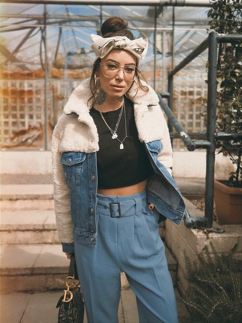 Sammie Jefcoate, Sammi Jefcoate, The Borg, Borg Jacket, Hair Scarf Styles, Denim Jacket Outfit, Look Rock, Rocker Style, Urban Outfits