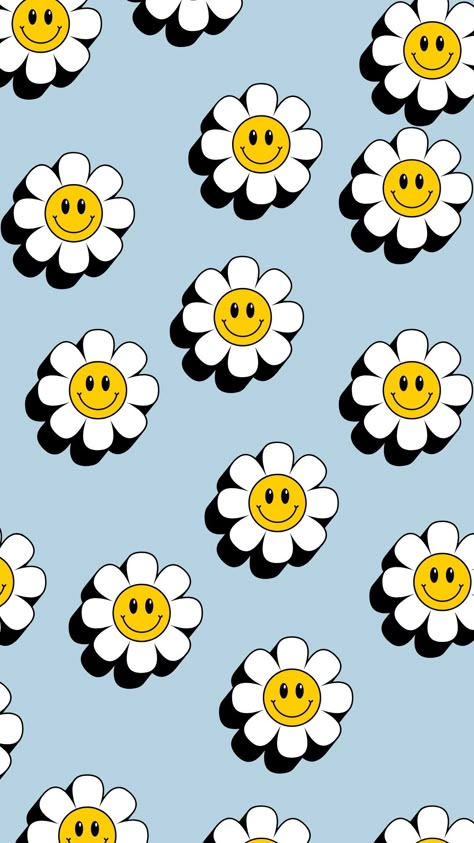 Smiley Faces, Smiley Face, Phone Wallpapers, Smiley, Wallpapers, Yellow, Flowers, Blue, White