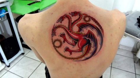 Targaryen house sigil tattoo (Game of Thrones) Tattoos I adore ... Chronos Tattoo, Pokemon Anatomy, Game Of Thrones Tattoo Designs, House Targaryen Sigil, Emblem Tattoo, Targaryen Sigil, Targaryen Tattoo, House Sigil, Game Of Thrones Tattoo