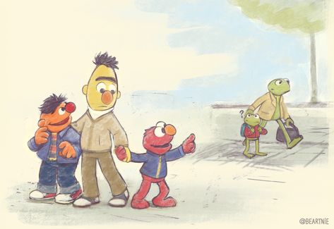 Muppet Fan Art, The Muppets Fan Art, Beto Y Enrique, Ernie Und Bert, Share The Good News, Sesame Street Muppets, Bert & Ernie, Silly Puppets, Sesame Street Characters