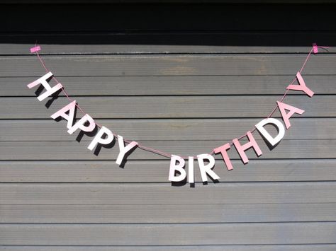 HAPPY BIRTHDAY letter banner bunting ~ birthday party paper garland! Pastel Pink Birthday Party, Happy Birthday Letter, Birthday Letter, Letter Banner, Pink Birthday Party, Happy Birthday Lettering, Birthday Letters, Banners Buntings, Pink Cards