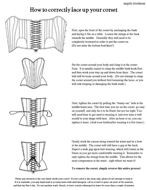 ISSUU - Corset lacing how-to by Angela Friedman How To Properly Lace A Corset, Corset Lacing Tutorial, How To Tie Corset, How To Lace Up A Corset, Corset Organization, Corset Lacing Techniques, How To Put On A Corset By Yourself, Corset Boning Placement, Types Of Corsets Style