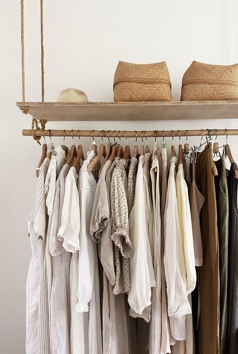 Zen Wardrobe, Natalie Walton, Hanging Wardrobe, Store Concept, Diy Wardrobe, Stylish Wardrobe, Boutique Interior, Hanging Clothes, Interior Stylist