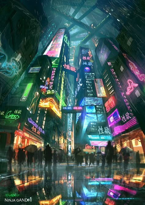 ArtStation - Ninja Gandhi , Pedro Sena Ville Cyberpunk, Dark Planet, Whatsapp Wallpapers Hd, Neon City, Sci Fi City, Bg Design, New Retro Wave, Cyberpunk Aesthetic, Cyberpunk City