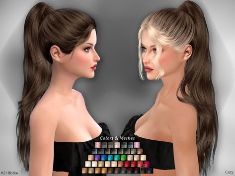 The Sims Resource - #218b&e - Female Hairstyles Set Female Hairstyles, Sims 4 Tsr, Mod Hair, The Sims 4 Skin, The Sims 4 Pc, Pelo Sims, Free Sims 4, The Sims 4 Packs, Sims 4 Game Mods