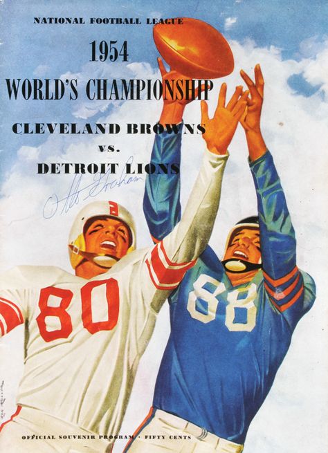 Browns vs. Lions 1954 by Lon Keller College Football Art, Virginia Tech Football, Cleveland Browns Football, Nfl Championships, San Francisco 49ers Football, Sports Gallery, Football Posters, Browns Football, Virginia Cavaliers