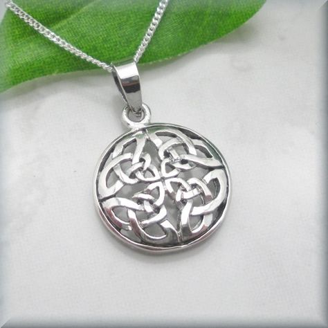 Round Celtic Knot Necklace Sterling Silver Irish by BonnyJewelry Guys Necklaces, Celtic Shield Knot, Celtic Triquetra, Knot Jewelry, Celtic Knot Earrings, Celtic Knot Necklace, Mushroom Jewelry, Celtic Necklace, Infinity Pendant