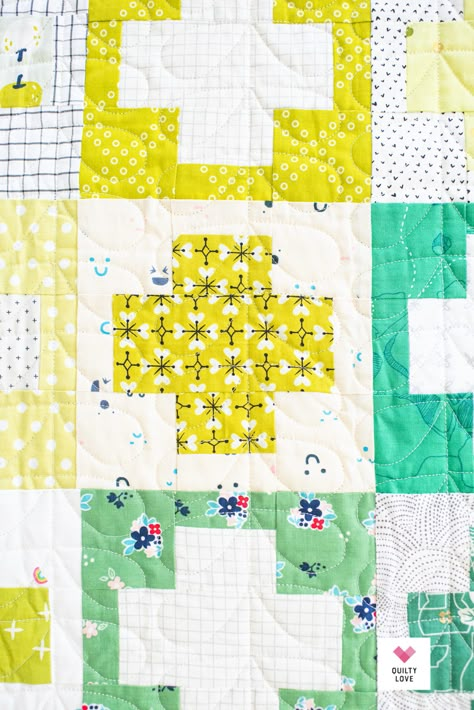 Free Scrap Stash Plus Quilt pattern - Quilty Love Plus Quilt Block, Quilters Digest Free Pattern, Fun Easy Quilt Patterns, Plus Quilt Pattern Free, Free Scrappy Quilt Patterns, Two Color Quilts Patterns Free, Big Block Quilt Patterns Free, Scrap Quilt Patterns Free, Scrappy Quilt Patterns Free