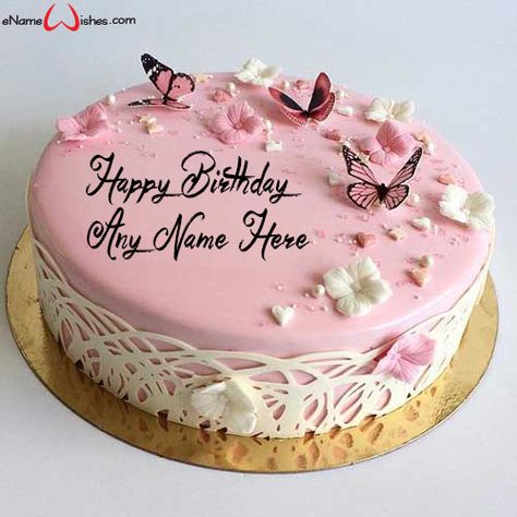 Write name on pictures by stylizing their names and captions by generating text on Best Butterfly Name Cake for Happy Birthday with ease. Write Name On Cake, Birthday Cake Write Name, Friends Birthday Cake, Birthday Cake Writing, Happy Birthday Cake Photo, Fondant Cakes Birthday, Butterfly Birthday Cakes, Birthday Cakes For Teens, Cake Writing