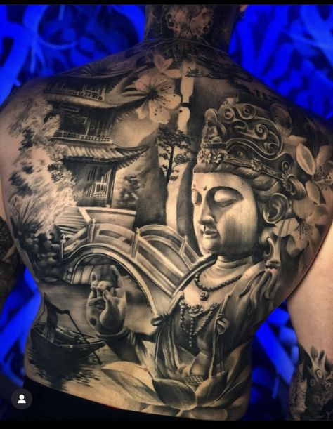 Budda Back Tattoos, Buddha Tattoo Back, Mens Full Back Tattoo, Buddha Back Tattoo, Buddah Sleeve Tattoo, Cambodian Tattoo, Chest And Back Tattoo, Buda Tattoo, Rug Tattoo