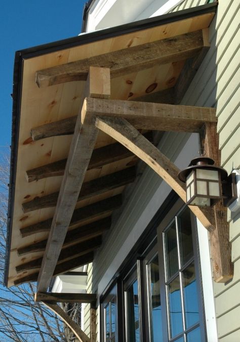 Shed Roof Over Door, Rafter Framing, Wood Valances For Windows, Awning Over Door, Timber Frame Porch, Door Overhang, Diy Carport, Diy Awning, House Awnings