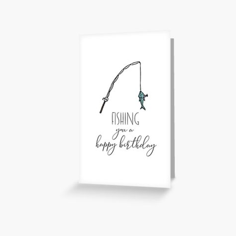 Fishing Birthday Cards Diy, Fishing Birthday Card, Fishing Birthday Cards, Happy Birthday Fishing, Bear Fishing, Happy Birthday Cards Diy, Homemade Card, Birthday Card Drawing, Etsy Cards