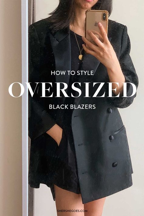 how to wear a black blazer - 20 oversized blazer outfit ideas in a youtube video lookbook! blazer style, classic style, minimalist style, all black outfit, black oversized blazer outfit, blazer over dress outfit ideas, winter blazer outfit ideas #oversizedblazer #blazer #fashion #womensfashion #blazers #blackblazers #howtostyle Styling Oversized Black Blazer, Black Dress Black Blazer Outfit, Oversized Blazer Night Out, Oversized Black Blazer Outfit Classy, Black Blazer Over Dress, Big Blazer Outfits Black, Black Dress With Black Blazer, Wedding Guest Dress With Blazer, Black Oversized Blazer Outfits For Women