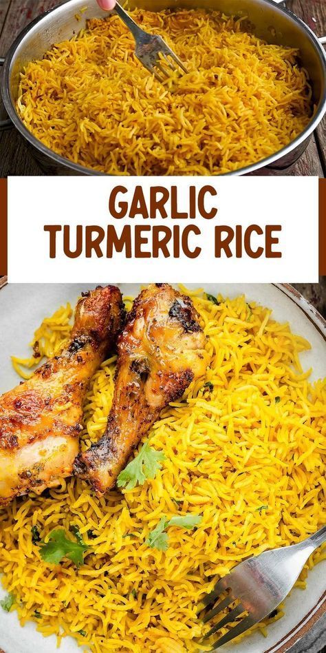 This garlic turmeric rice is soft, fluffy and easy to make. It’s aromatic and absolutely delicious. All you need is some garlic, onion, and butter to form the base of this delectable flavor palate. Garlic Turmeric Rice, Rice Dishes Recipes, Basmati Rice Recipes, Turmeric Rice, Rice Side Dish Recipes, Rice Side, Turmeric Recipes, Rice Side Dishes, Easy Rice Recipes