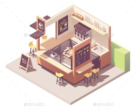 Isometric Coffee Shop, Minimal Drawing Ideas, Cafe Floor Plan, Blackboard Menu, Coffee Kiosk, Restaurant Floor Plan, Minimal Drawing, Small Coffee Shop, Restaurant Flooring