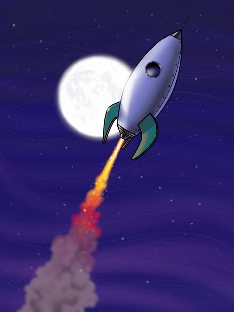 Rocket #art #digitalpainting #rocket #moon Rocketship Painting, Rocket Art, Acrylic Art, Rocket, Digital Painting, Sci Fi, Acrylic Painting, Celestial Bodies, Paintings