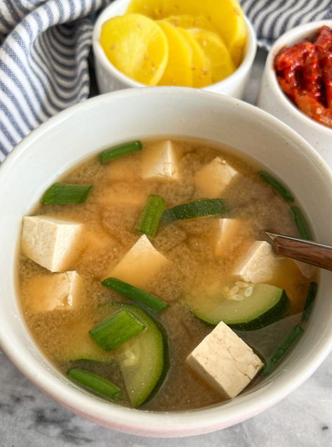 Korean Soybean Paste Soup - WINNIESBALANCE Soybean Paste Soup, Doenjang Jjigae, Soup Korean, Korean Stew, Soybean Paste, Bowl Of Rice, Bbq Recipes Grill, Pickled Radishes, Pepper Salt