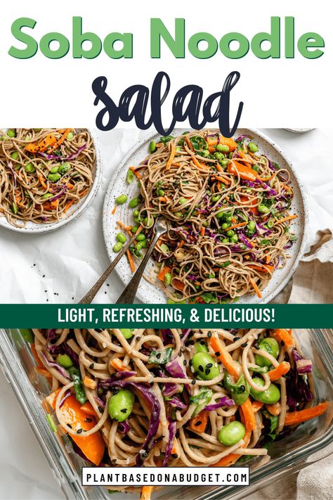 Enjoy this colorful 20-minute Soba Noodle Salad for a healthy lunch or light dinner! It’s easy to make by tossing soba noodles and a medley of vegetables in the most amazing vegan peanut sauce. Soba Noodle Salad Recipe, Peanut Soba Noodle Recipe, Soba Noodle Recipe Cold, Soba Noodle Recipe Healthy, Healthy Soba Noodle Salad, Soba Noodles Cold, Easy Soba Noodle Recipe Healthy, Peanut Soba Noodles, Peanut Sauce Soba Noodles