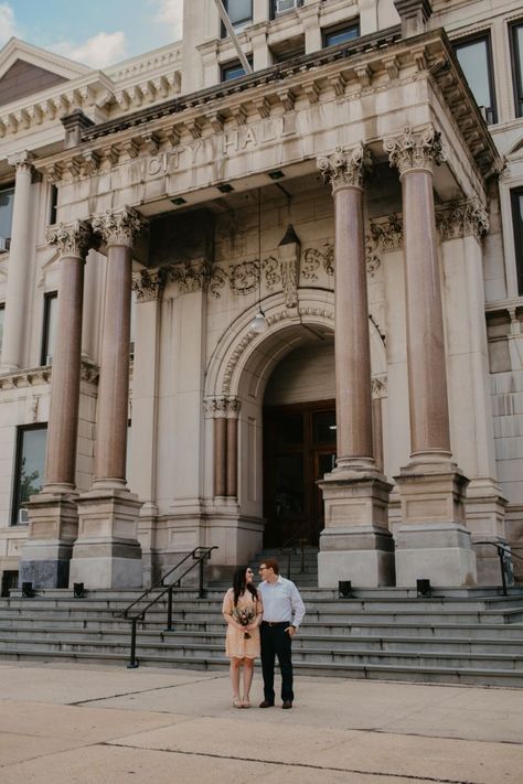 city hall wedding in jersey city City Courthouse Wedding, Outfit Jersey, Elopement Outfit, Jersey City Wedding, City Wedding Photos, Courthouse Elopement, Dating Anniversary, Last Minute Wedding, Classic Portraits