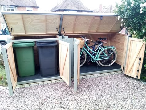 Do you have out of place bins that could do with a home? Are your bikes screaming out for some shelter in those winter nights? Look no further, we have you covered! Garden Bike Storage, Bicycle Storage Shed, Outdoor Bike Storage, Bike Shelter, Bin Shed, Outdoor Storage Shed, Wooden Bike, Outside Storage, Backyard Storage