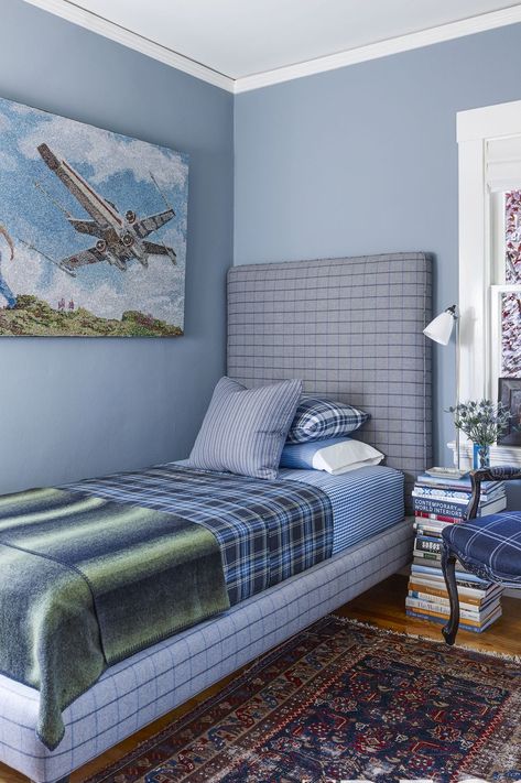 image Small Bedroom Decor Ideas, Blue Painted Walls, Small Bedroom Designs, Rooms Ideas, Small Bedroom Decor, Furniture Office, Bedroom Color Schemes, Country Bedroom, Couple Bedroom